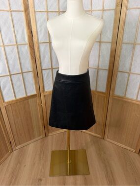 J. Crew Black Faux Leather A-Line Mini Skirt